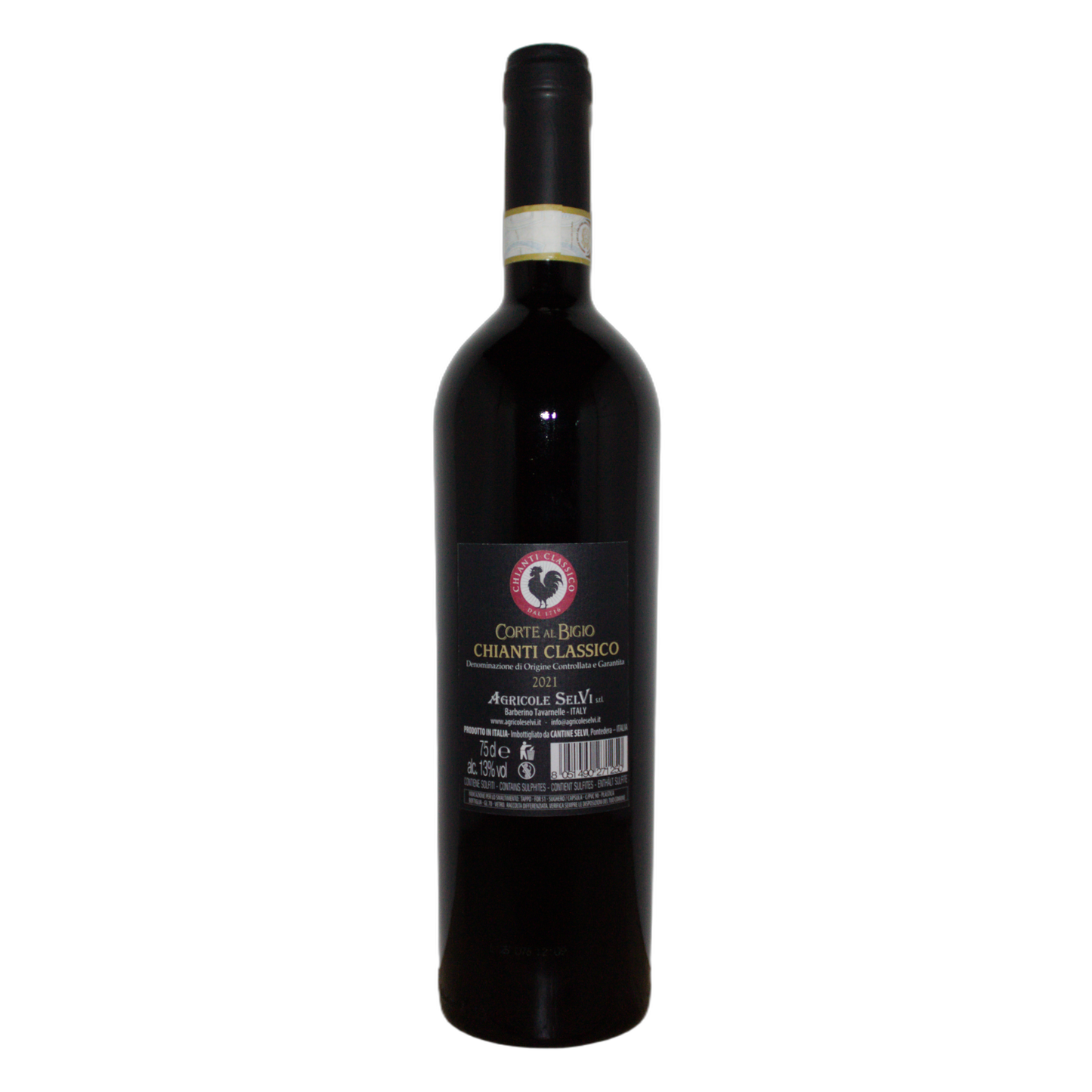Technical back label for Agricole Selvi Corte al Bigio Chianti Classico DOCG 2021 - Nutrition and ingredients