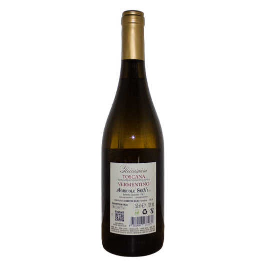 Technical back label for Agricole Selvi Roccamura Vermentino IGT - Nutrition and ingredients