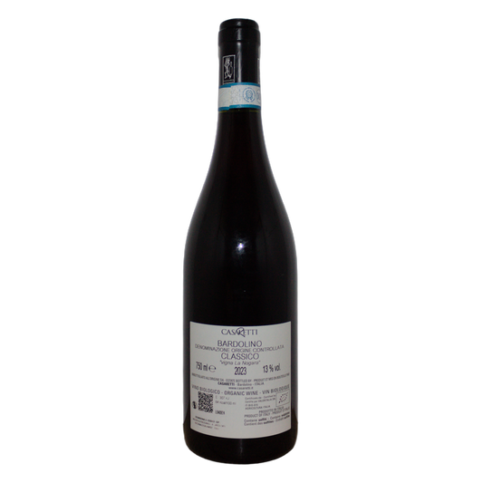 Technical back label for Casaretti Bardolino La Nogara DOC - Nutrition and ingredients