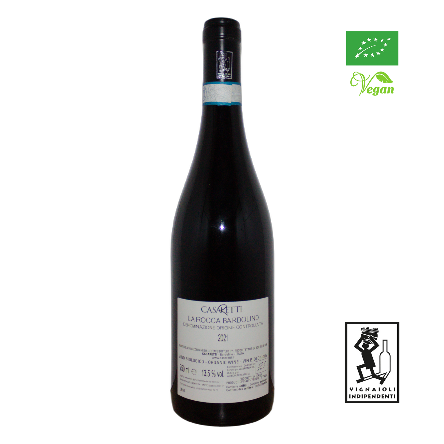 Technical back label for Casaretti Bardolino La Rocca DOC - Nutrition and ingredients