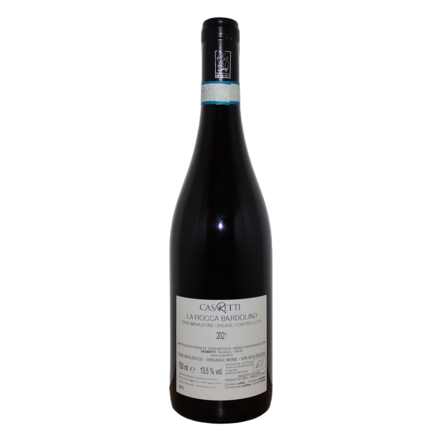 Technical back label for Casaretti Bardolino La Rocca DOC - Nutrition and ingredients