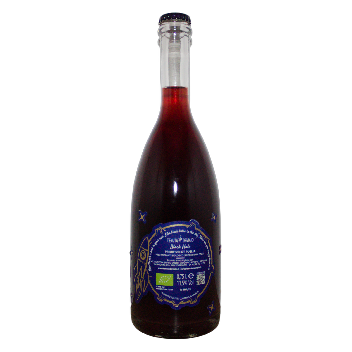 Technical back label for Tenuta Demaio Black Hole IGT - Nutrition and ingredients