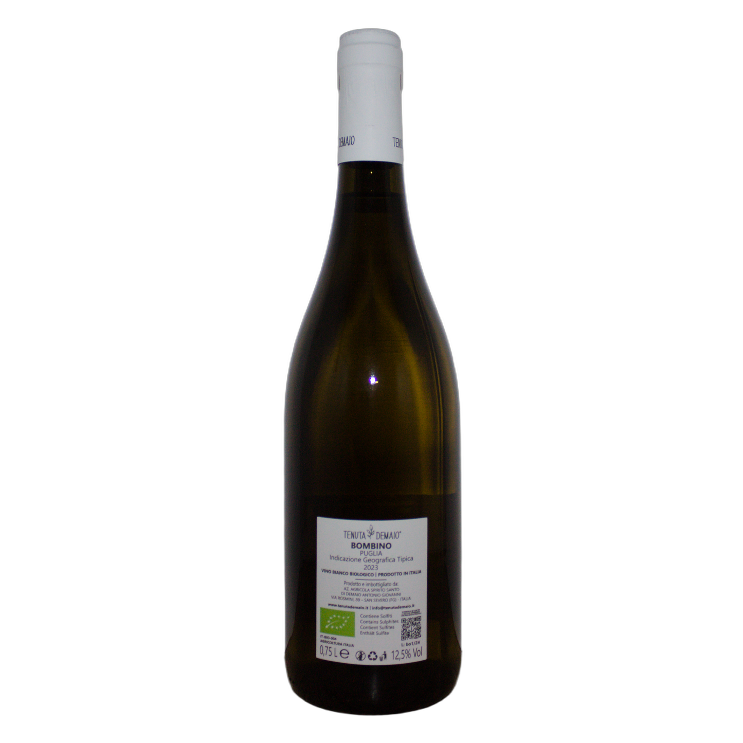 Technical back label for Tenuta Demaio Bombino IGT - Nutrition and ingredients