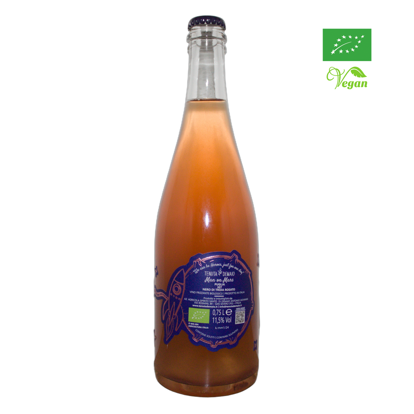 Technical back label for Tenuta Demaio Man On Mars IGT - Nutrition and ingredients