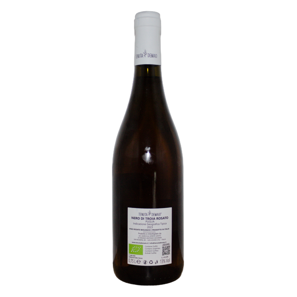 Technical back label for Tenuta Demaio Nero di Troia Rosato IGT - Nutrition and ingredients