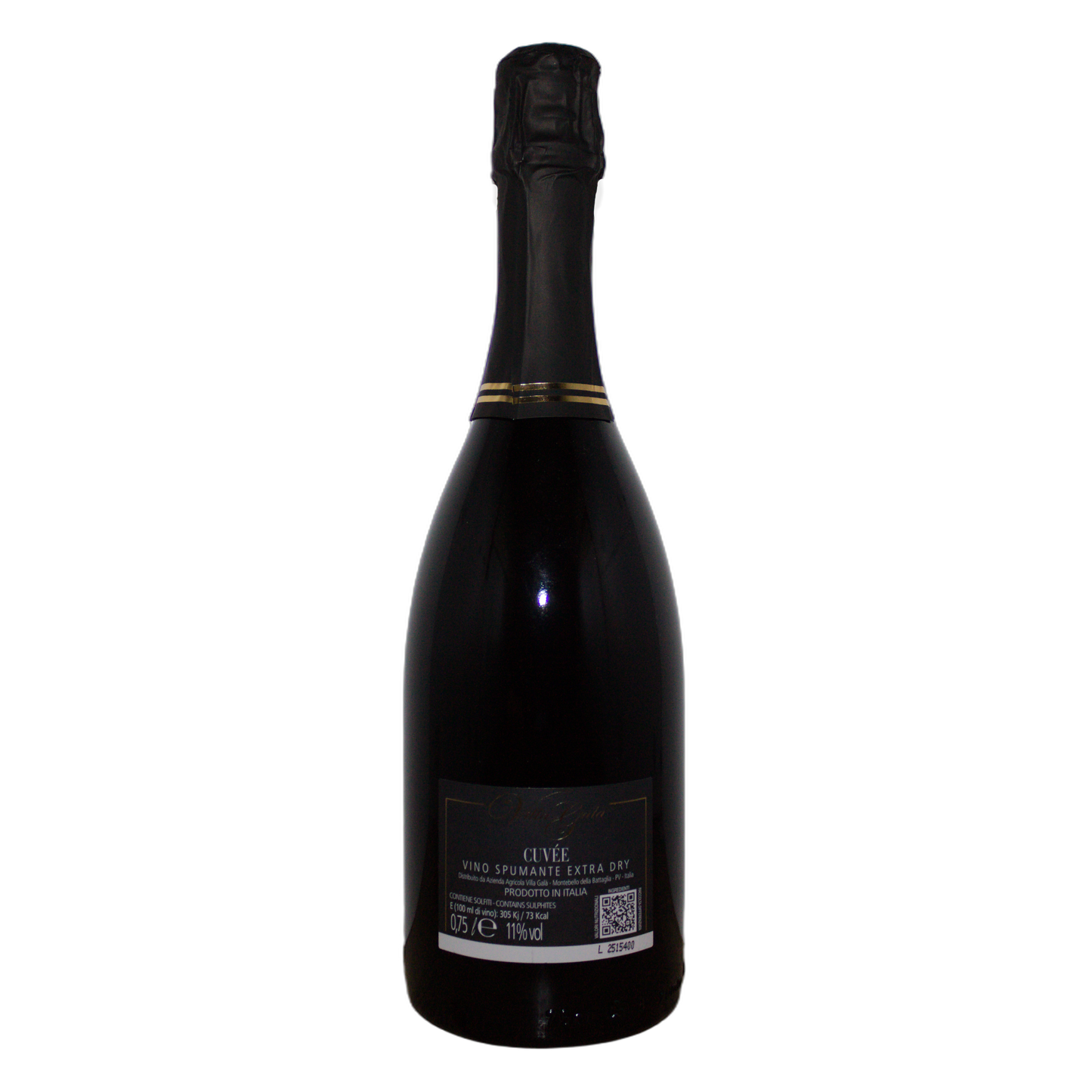 Technical back label for Villa Galà Cuvée Extra Dry - Wine facts and nutrition