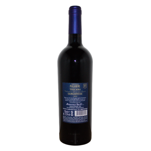 Technical back label for Agricole Selvi Famiglia Falorni Sangiovese 2020 - Nutrition and ingredients
