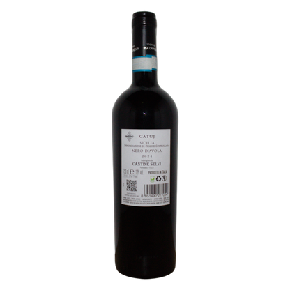 Technical back label for Agricole Selvi Roccamena Nero d'Avola Catuj DOC 2024 - Nutrition and ingredients