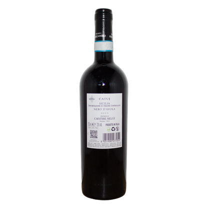 Technical back label for Agricole Selvi Roccamena Nero d'Avola Catuj DOC 2025 - Nutrition and ingredients