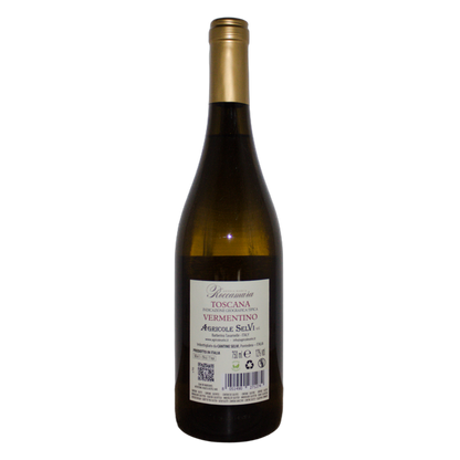Technical back label for Agricole Selvi Roccamura Vermentino IGT - Nutrition and ingredients
