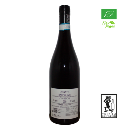 Technical back label for Casaretti Bardolino Classico DOC - Nutrition and ingredients