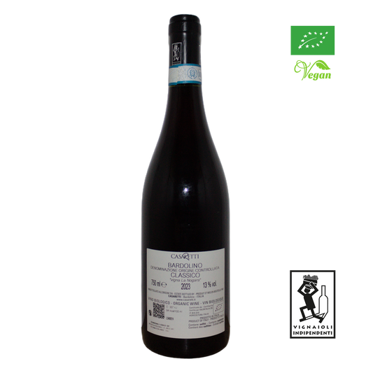 Technical back label for Casaretti Bardolino La Nogara DOC - Nutrition and ingredients
