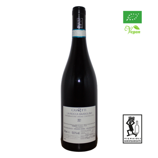 Technical back label for Casaretti Bardolino La Rocca DOC - Nutrition and ingredients