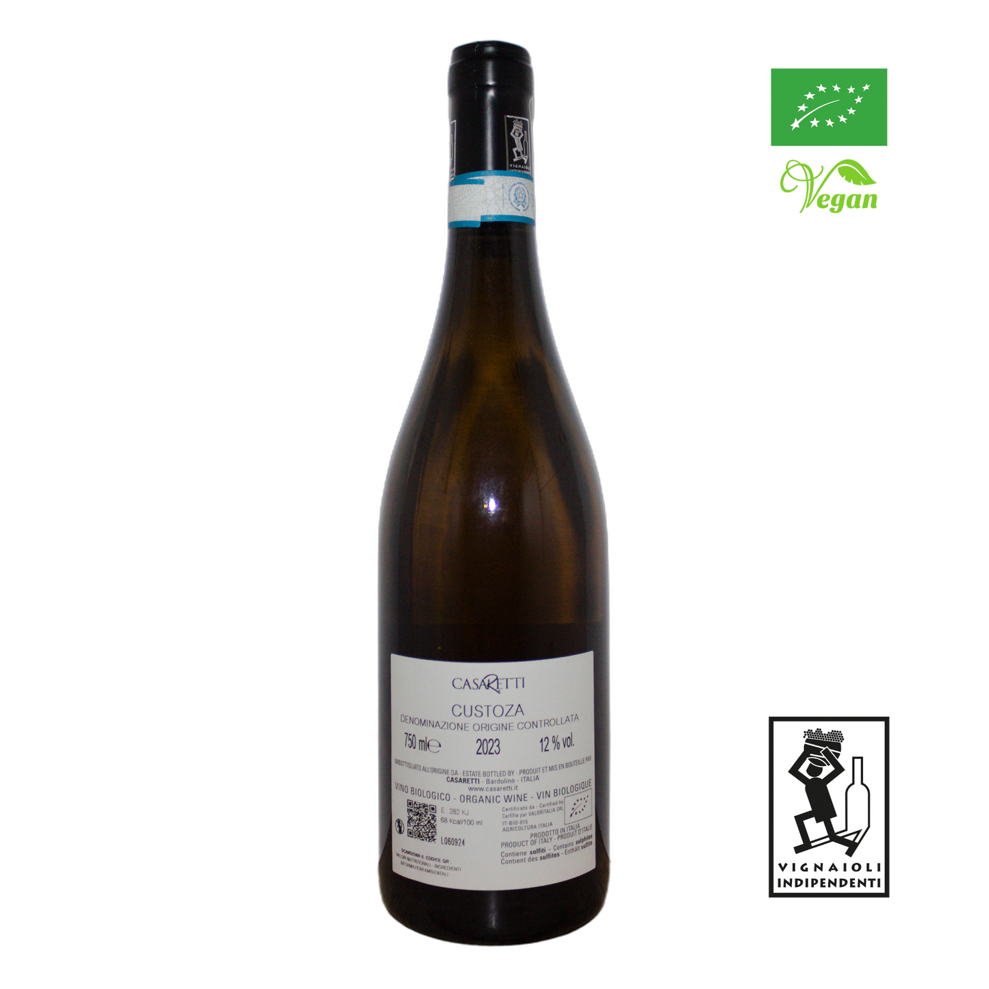 Technical back label for Casaretti Bianco di Custoza DOC - Nutrition and ingredients