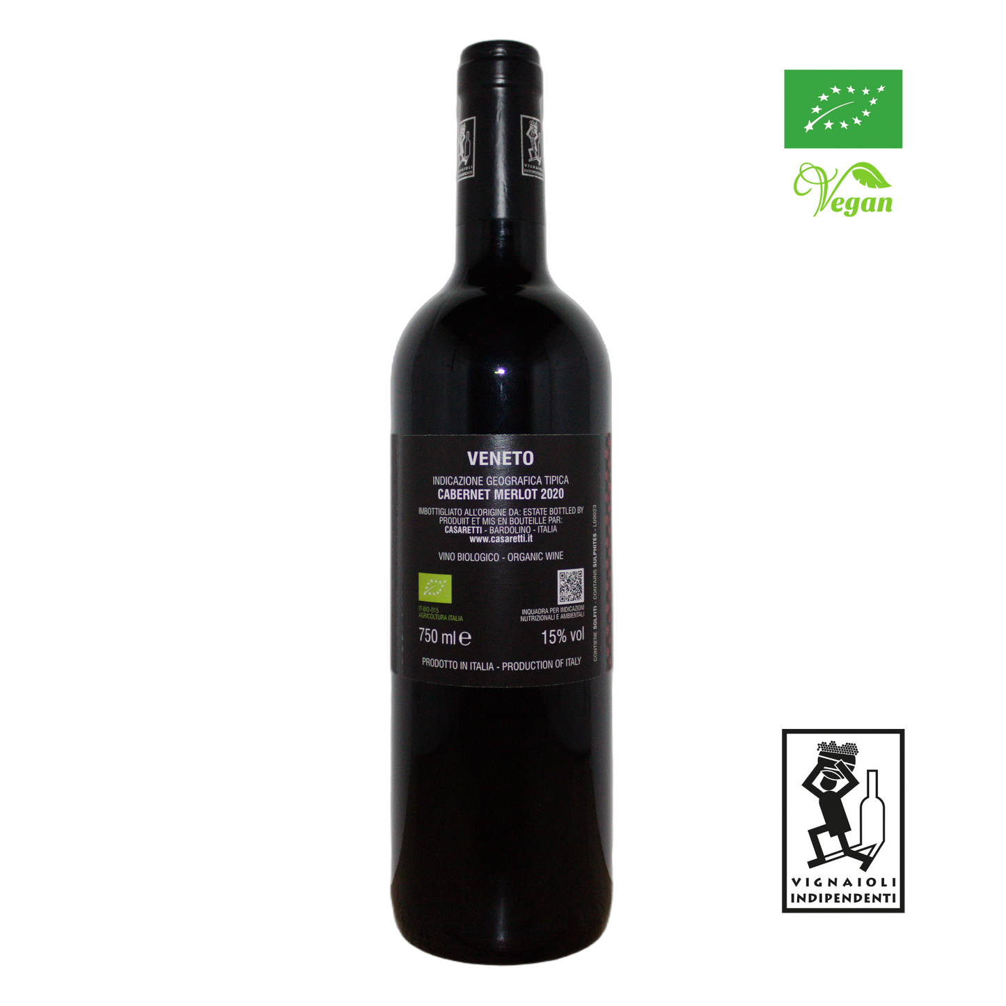 Casaretti Tera Magra IGT 2020 back label with alcohol and organic info