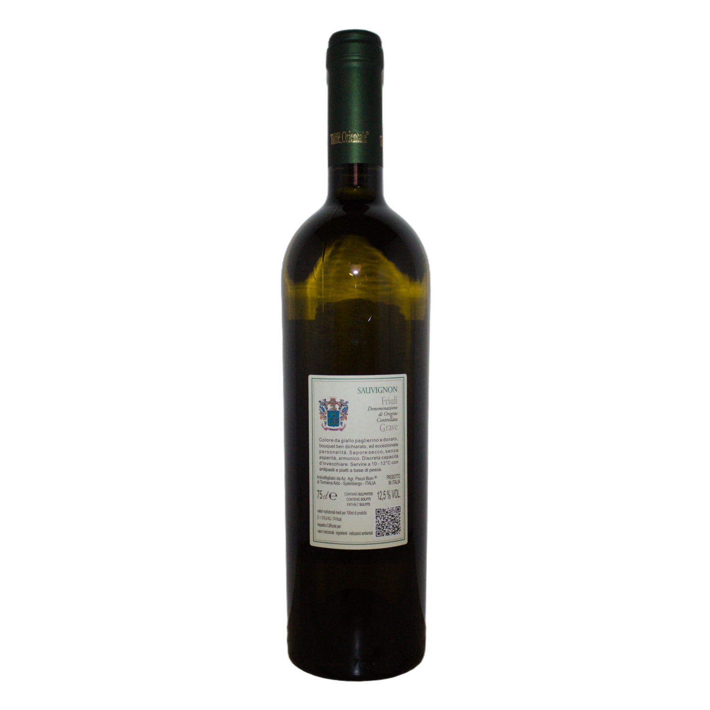 Technical back label for Pecol Boin Vigneti Torre Orientale Sauvignon Blanc DOC 2024 - Nutrition and ingredients
