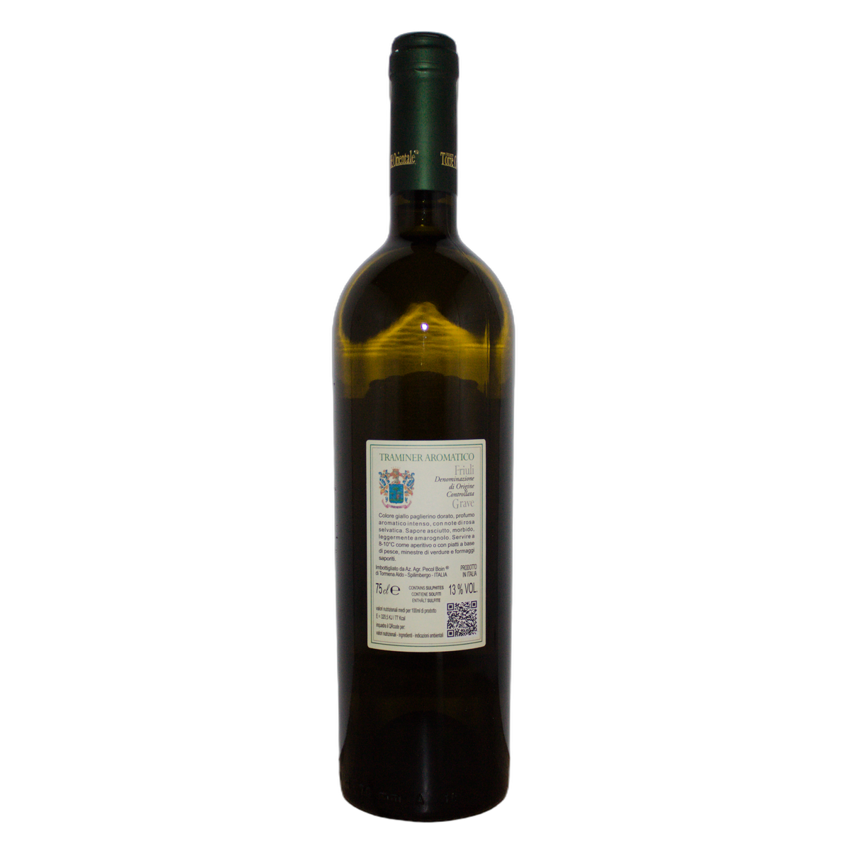 Technical back label for Pecol Boin Vigneti Torre Orientale Tramier DOC 2024 - Nutrition and ingredients
