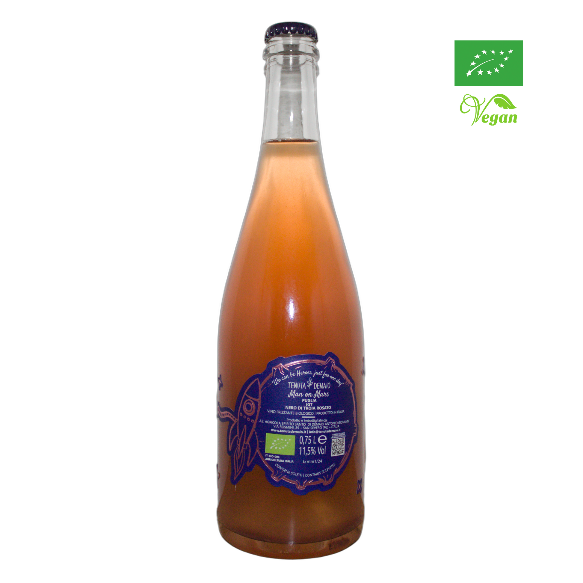 Technical back label for Tenuta Demaio Man On Mars IGT - Nutrition and ingredients