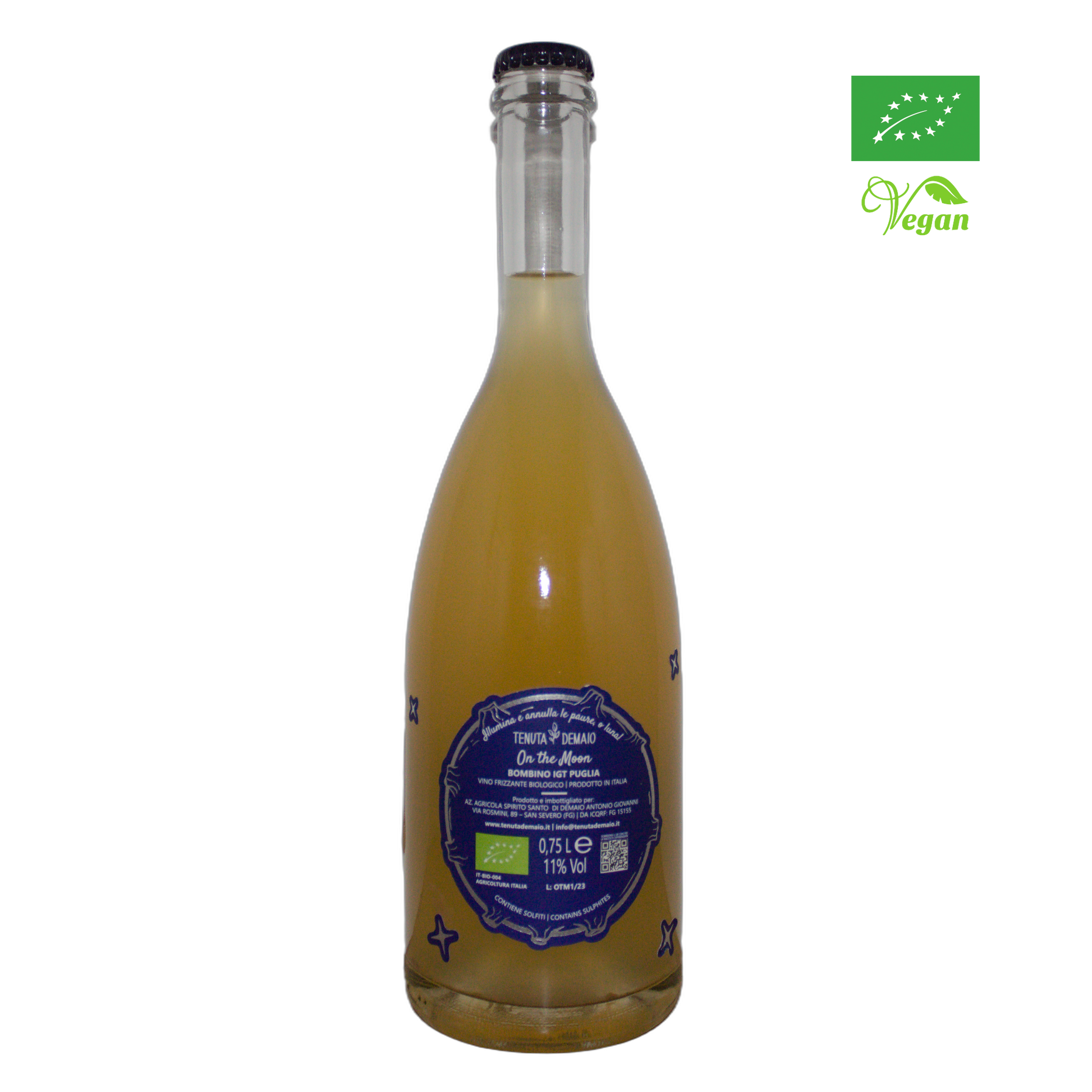 Technical back label for Tenuta Demaio On The Moon IGT - Nutrition and ingredients