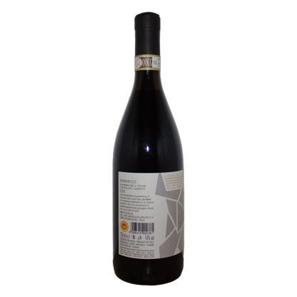 Technical back label for Vellebelbo Le Filere Barbaresco DOCG - Nutrition and ingredients