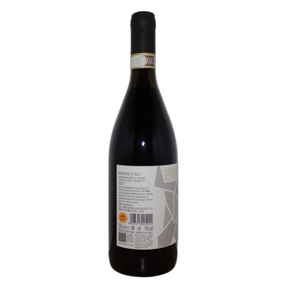 Technical back label for Vellebelbo Le Filere Barbera D´Asti  DOCG - Nutrition and ingredients