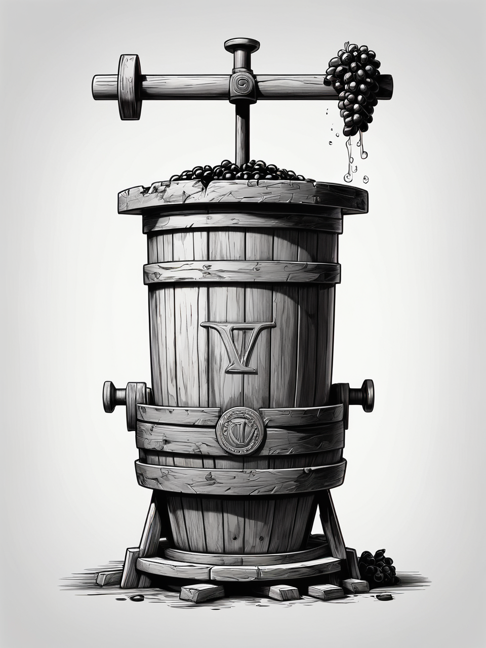 Antique Wine Press AI | Antik Vinpresse AI | Torchio Antico per Vino AI